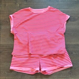 Unbranded Striped Pink Women's Shorts Set